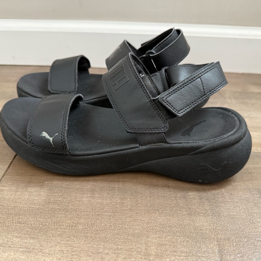 Puma Lily Slingback Sandal Women 7 Black Ankle Strap Comfort Adjustable Sporty - Picture 2 of 10
